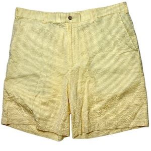 Bobby Jones Players Mens Cotton Golf Shorts Size 38 Yellow Checkered Seersucker